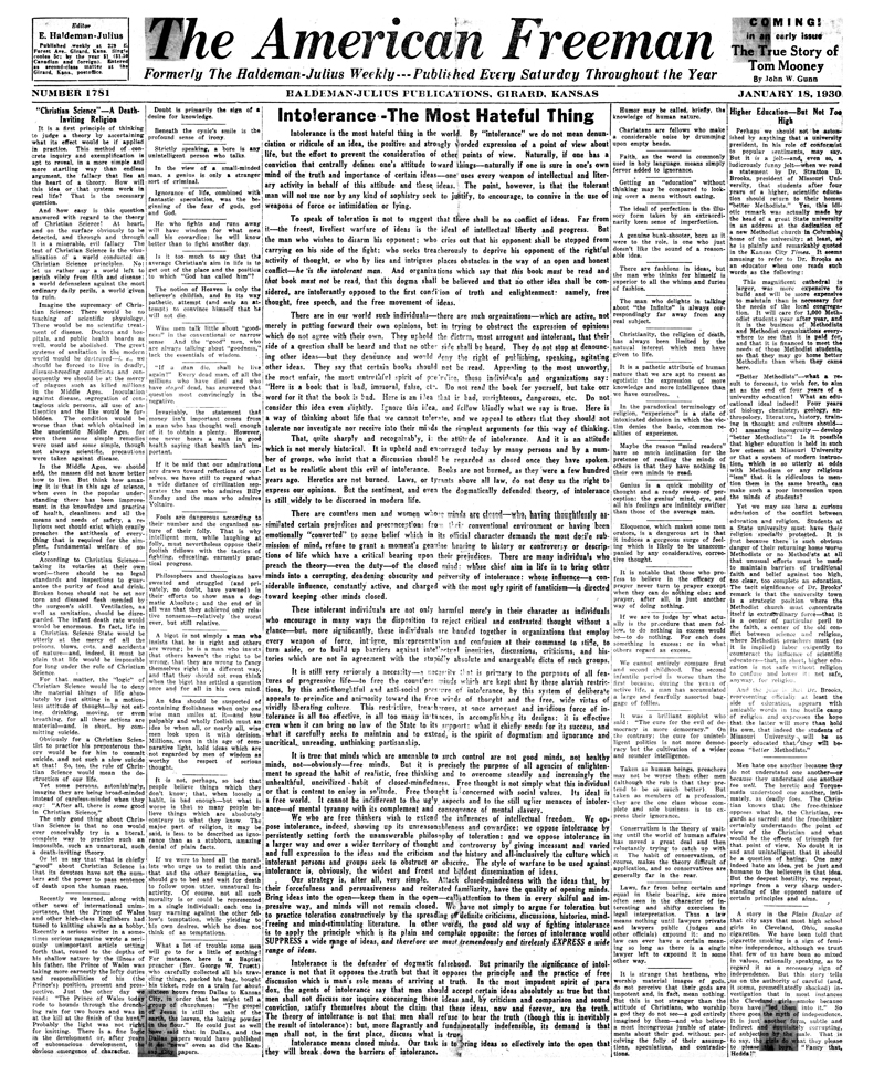 The American Freeman, Number 1781, Jan. 18, 1930.